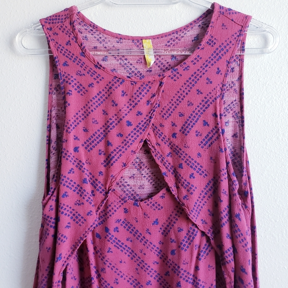 Free People Look Through Pink Fruit Punch Combo Crinkle Bohemian Top - Picture 3 of 9